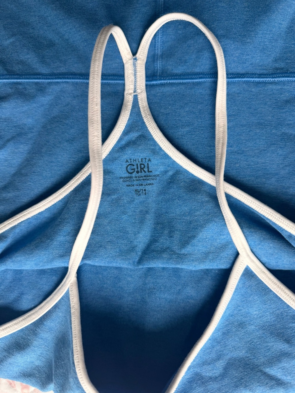 Athleta Girl Blue with White Trim Tank Romper
